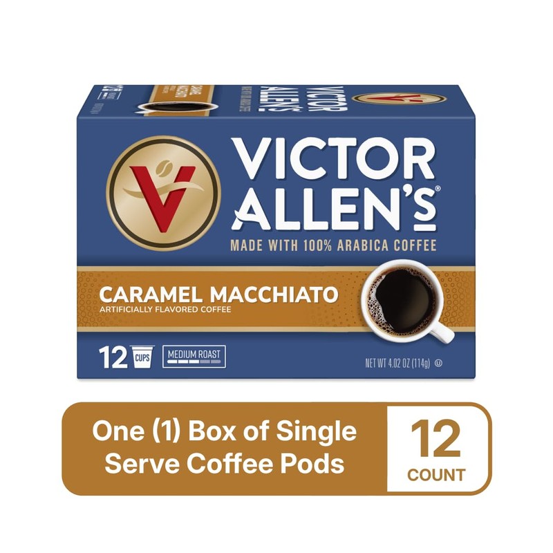 Victor Allen's Coffee Caramel Macchiato Flavored, 12 Count, Medium Roast,