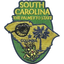 South Carolina State Travel Patch SC Souvenir Iron On Embellishment or Applique 3" The Palmetto State Sabal Palm Tree Yellow Jessamine