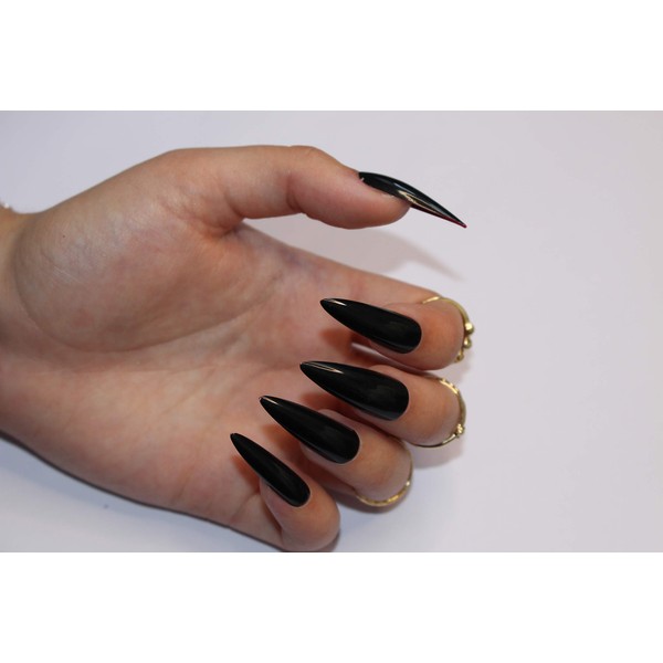 Black Red Bottoms 20 pcs Stiletto press on False Nail Tips 10 sizes Full Coverage Ballerina fake nail…