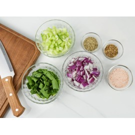 HillSpring 4.5" Clear Textured Glass Bowls, Mini Bowls for Prep, Desserts, Dips, Ice Cream, Yogurt and Fruit, 9.5oz, Set of 6