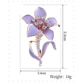 Purple Flower Enamel Pin Crystal Rhinestone Flower Brooches Women Wedding Party Casual Brooch Pins Jewelry Gifts For Friend
