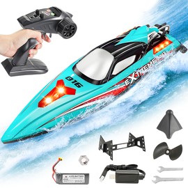 BEZGAR RC Boat, 18 inch Big Brushless Remote Control Boat for Adults and Kids and, 55 KPH Large Fast RC Speed Boat with 2500mAh Battery, Ideal Waterproof Toy Boats for Lakes - HJ816 Green