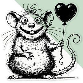 'Love Rat' Clear Sticker Decal – Waterproof Film for Windows, Cars, Walls & Crafts, XL (460mm) (DC00139299)