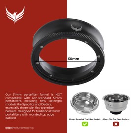 Magnetic 51mm Portafilter Funnel and Espresso Puck Screen Set KNODOS Premium Espresso Machine Accessories Kit Barista Tools - Dosing Funnel And Puck Filter For 51 mm Portafilter Basket