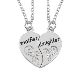 Mother Daughter Necklaces Gifts for Girls WomenMother's Day Birthday Gift for Daughter Mom Matching Heart Necklace Set for 2 Mommy Daughters Pendant Necklace Silver