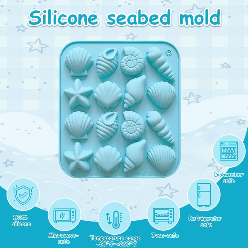3Pcs Seashell Silicone Molds, Ocean-Themed Baking Molds for Making Chocolates,