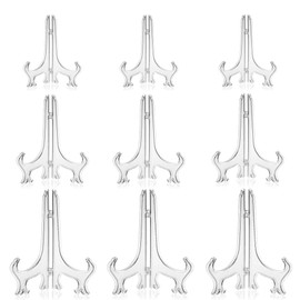 15 Pcs Clear Display Stands, Wanfoou Clear Plate Display Stand, Folding Picture Frame Holder Decorative Easel,for Home Decoration, Clear Plate Holders for Display Picture Artwork (3 Sizes)