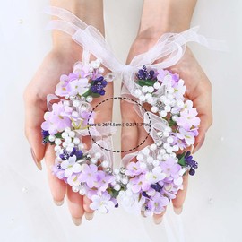 Campsis Girls Headpiece Flower Headbands Pearl Communion Hair Accessories Crystal Girls Birthday Photography Hair Band for Women and Girls(Purple)