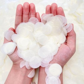 iwiio 6000Pcs Lvory White Confetti 1 Inch Round Tissue Wedding Confetti Biodegradable Confetti White Lvory Round Table Confetti for Balloons, Birthday, Baby Shower, Wedding, Anniversary