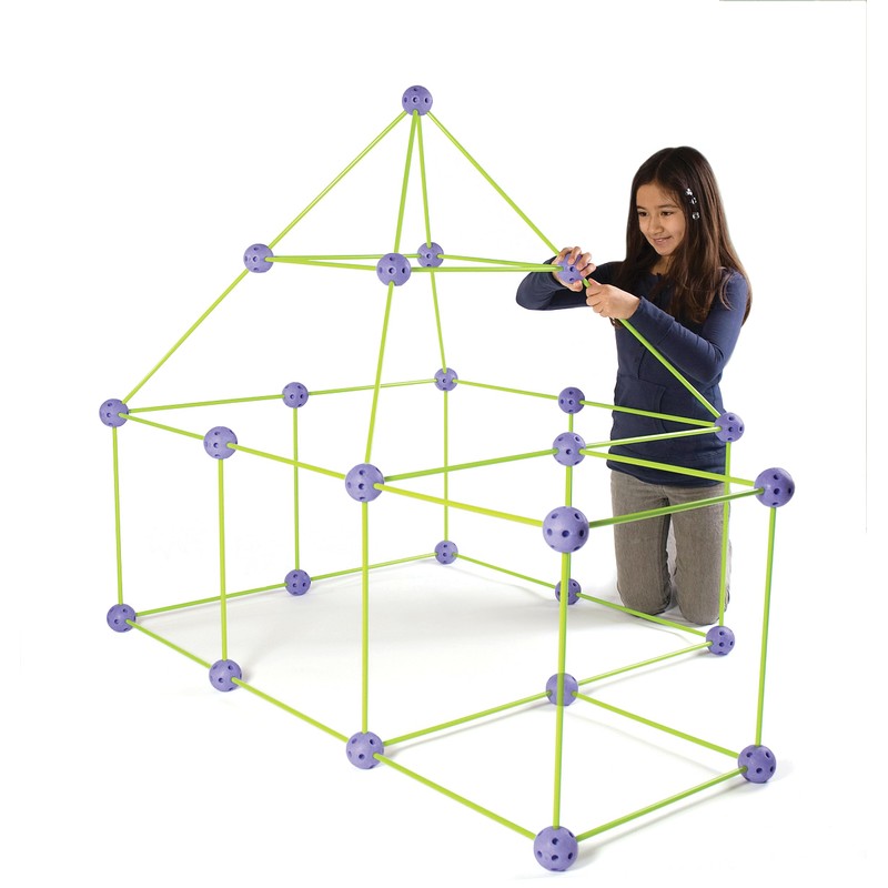 Crazy Forts! 69 Piece Buildable Indoor/Outdoor Play Fort Playset, DIY,