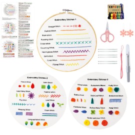 Yixhua 3 Sets Practice Embroidery Kit for Beginners,Cross Stitch Kit Adult with Pattern Starter Hand Embroidery with Instructions Arts and Crafts for Adult Learn to Embroider DIY Kits