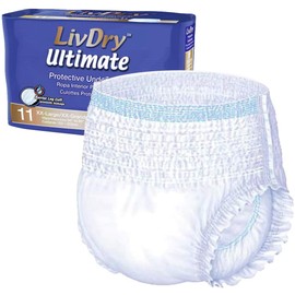 LivDry Adult XXL Incontinence Underwear, Ultimate Comfort Absorbency, Leak Protection, XX-Large, 11-Pack