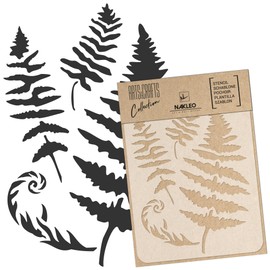 NAKLEO Painting Stencil for Crafts A4 21 x 30 cm, Fern Leaf Natural Pattern, Reusable Plastic DIY & Scrapbooking Drawing Stencil, Decoupage Art Template, Wall Fabric Furniture Wood
