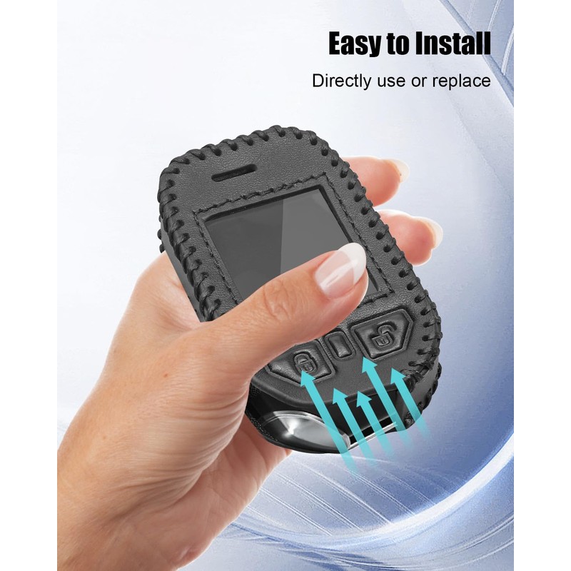Leather Car Key Case Fit for Compustar Prime T11 RF-P2WT11-SS