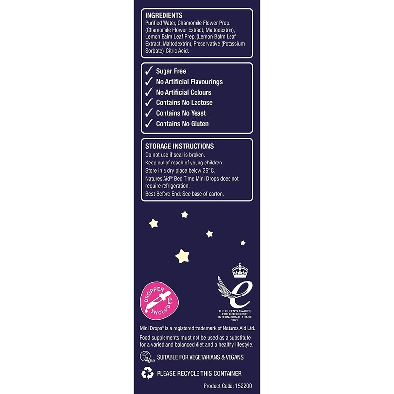 Natures Aid Bed Time Mini Drops for Children 3 Months