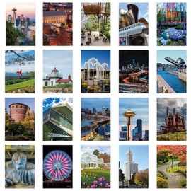 xtvinvm US City Seattle Washington Travel Postcards from Around the World Vintage Postcard Pack for Mailing Business Christmas Holiday Birthday Postcards with Mailing Side Set of 20