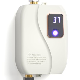 Tankless Water Heater Electric, 3000W 110V Under Sink Instant Hot Water Heater, Mini RV On Demand Water Heater for Kitchen Bathroom, white