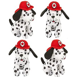 Plush Dalmation Firefighter Dogs with Fire Hat | 12 Pc | 7 Inch Stuffed Animals