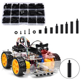 350Pcs M4 Male Female Nylon Hex Spacer Standoff Screw Nut Assorted Assortment Kit Threaded Pillar for PCB Circuit Board Motherboard Standoffs Black