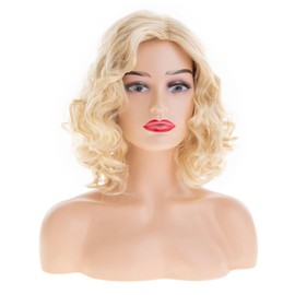 Dsimeig Blonde Wavy Curly Wigs for Women Medium Length Synthetic Cosplay