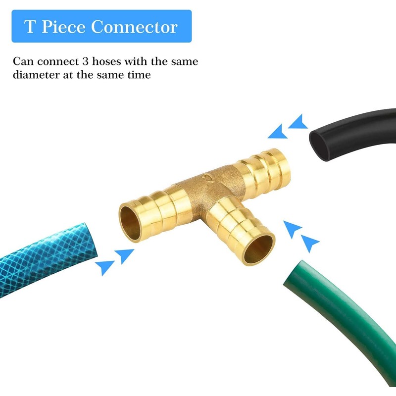 nutmanel T-Hose Connector Brass 10 mm Compressed Air Hose Connector