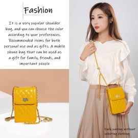 FSD.WG Women Small Crossbody Cell Phone Purse Leather Phone Purse Mini Messenger Shoulder Handbag Wallet, Yellow, Large