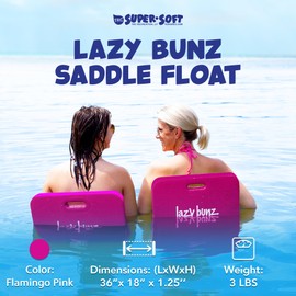 TRC Recreation Lazy Bunz Foam Water Saddle Pool Float for Adults and Kids, Lounger for Swimming Pool, Lake, River, and Beach Essentials, Flamingo Pink