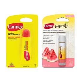 Carmex, Duopack Bálsamo Labial Classic en Tubo  Naturally Sandía, para Labios secos y Agrietados, Protege y Suavisa, con ingredientes Naturales, 2 pz 