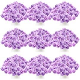 Tigeen 100 Pcs Hydrangea Artificial Flowers Bulk 7.48 Inch Artificial Hydrangeas with Removable Stems Faux Hydrangea Flowers Wedding Decor for Home Garden Party Decoration DIY Project (Purple)