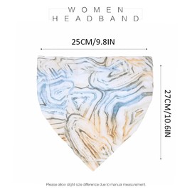 Zoestar Boho Blue Tie Dye Chiffon Headscarf Triangle Elastic Headband for Women and Girls (3 Pack)