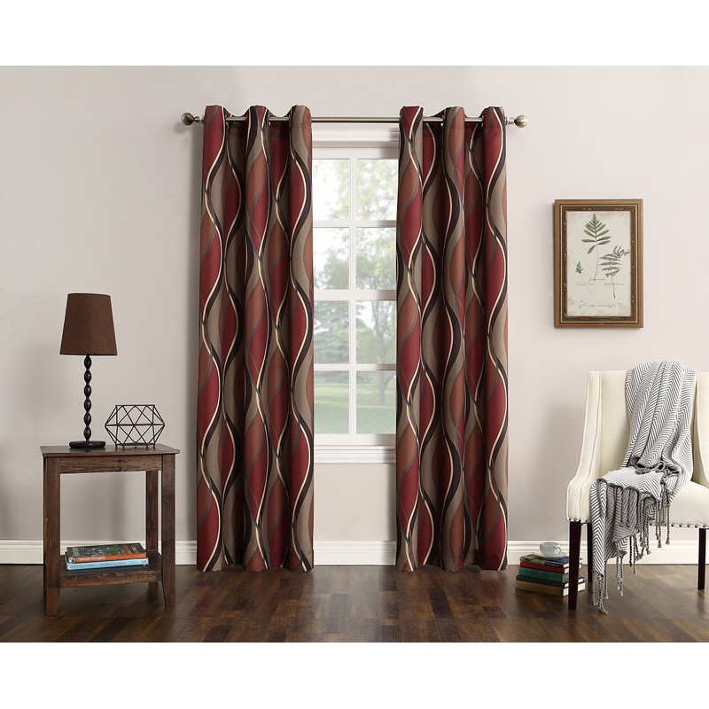 No. 918 Intersect Ogee Print Semi-Sheer Grommet Curtain Panel