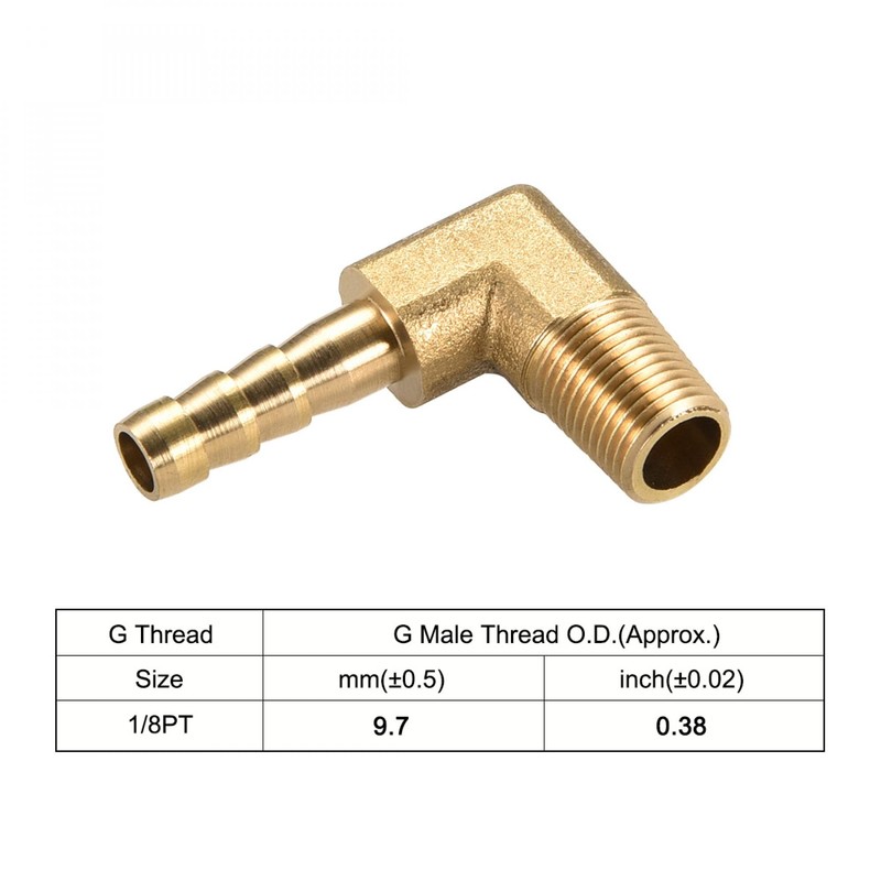 sourcing map Brass Barb Hose Fitting, 90 Degree Elbow 6mm