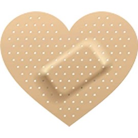 Heart Shaped Bandage Wound Nude Brown White Vinyl Decal Sticker Two in One Pack (12 Inches Wide)