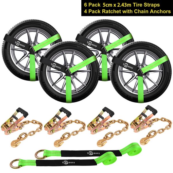 Trekassy 4 Pack 2”x 96” Car Tie Down Straps with