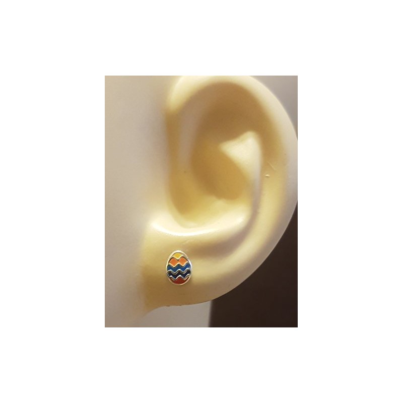 Easter Egg Earrings .925 Sterling Silver Rainbow