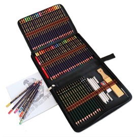 YJYHART Colouring Pencils Set, Watercolour Pencil Set, 74 Colouring Pencils Drawing Art Set, Ideal for Colouring and Sketching, Includes Pencil Case, Colouring Pencils, Graphite and Charcoal Pencils