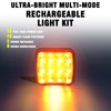 WINECO 2Pcs Rechargeable Flashing Lights for Vehicles, Super Magnetic Strobe
