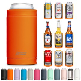 DUALIE 3 in 1 Insulated Can Cooler - Universal Size for 12 oz Cans, Slim Cans, and Bottles - Orange