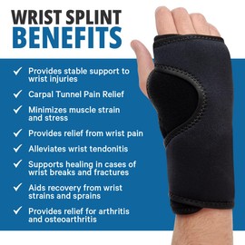 Hand Brace for Carpel Tunnel brace- Wrist Brace Night Support - Extra Comfort for Night ,- Adjustable Night Wrist Support With Splints for Arthritis, Tendonitis, Sprain, wrist pain and Injuries - Fits Left or Right One size fits all