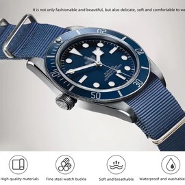 Nywing Nato G10 Nylon Watch Band, Replacement Strap, Replacement Tool Included, 0.6 inch (16 mm), 0.7 inch (18 mm), 0.8 inch (20 mm), 0.9 inch (22 mm), 1.0 inch (24 mm)., black-black buckle