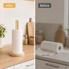 Solid Wooden Paper Towel Holder Countertop with Non Slip Base