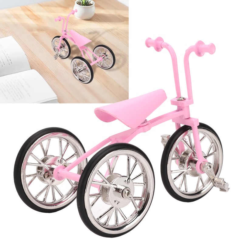 Pink Look Toy Tricycle Model Simulated Design Tricycle Ornament Wear