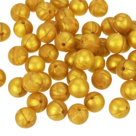 uxcell 50Pcs 9mm Silicone Beads, Round Loose Rubber Bead Bulk Focal Beads for DIY Keychain Pens Bracelets Jewelry Making (Gold)