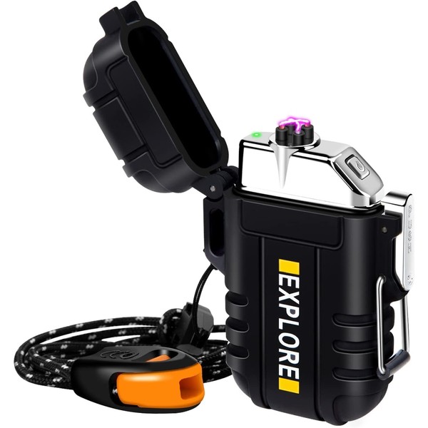 LcFun Electric Lighter, Plasma Lighter Waterproof Arc Lighter Windproof USB