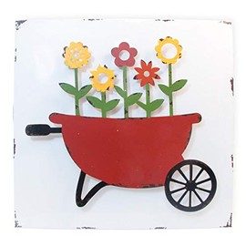 Boston International Rustic 3D Metal Sign, Garden Wheelbarrow