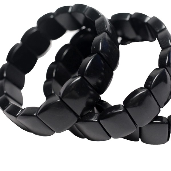 RESKIO Natural Shungite Stone Bracelet for Men Emf Protection Elastic Shungite Crystal Anti Radiation, Crystal
