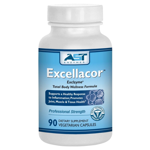 Excellacor | Proteolytic Systemic Enzymes Formula | with Enteric-Coated Serrapeptase | Total Body Support | 90 Vegetarian Capsules