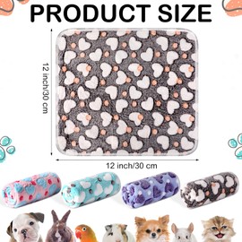 4 Pcs Waterproof Guinea Pig Blankets Washable Small Animal Fleece Bedding Absorbent Guinea Pig Cage Liners Reusable Pet Pee Pad Sleep Mat Pad Cover for Hamster Ferret (Heart Pattern,12 x 12 Inch)