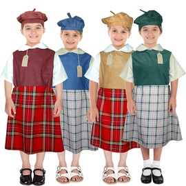 Charlie Crow WW2 Second World War Evacuee School Girl Costume for kids | 5-11 Years | Red, Green, Blue and Brown.