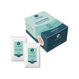 Snugell Breast Pump Cleaning Wipes – 10 Wipes per Sachet, 12 Sachets per Box – Alcohol-Free, Lint-Free, Unscented, Safe for Pump Parts, Shields, Bottles, and Accessories – Travel-Friendly
